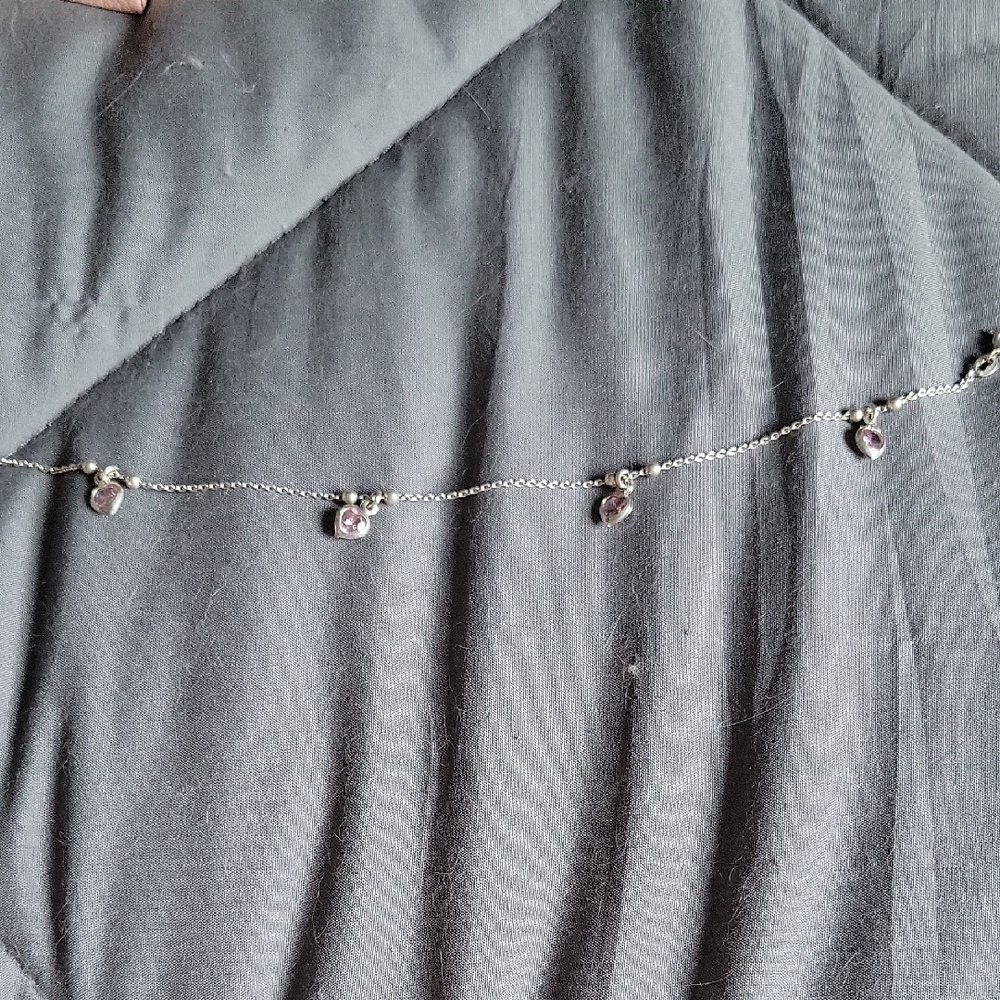 Elegant Silver Bracelet with Pink Hearts